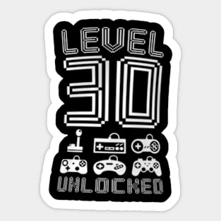 Level 30 Unlocked  Video Gamer 30th Birthday Sticker